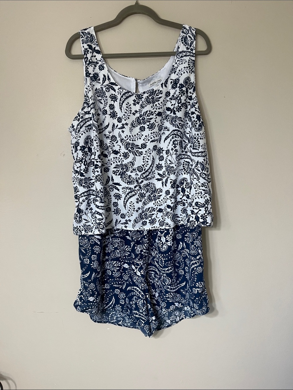 Charlotte Russe White Dress with Navy Floral Print